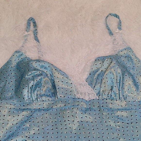 Silky Coquette Peplum Cami, Medium, Sky Blue with White Details - Picture 3 of 4